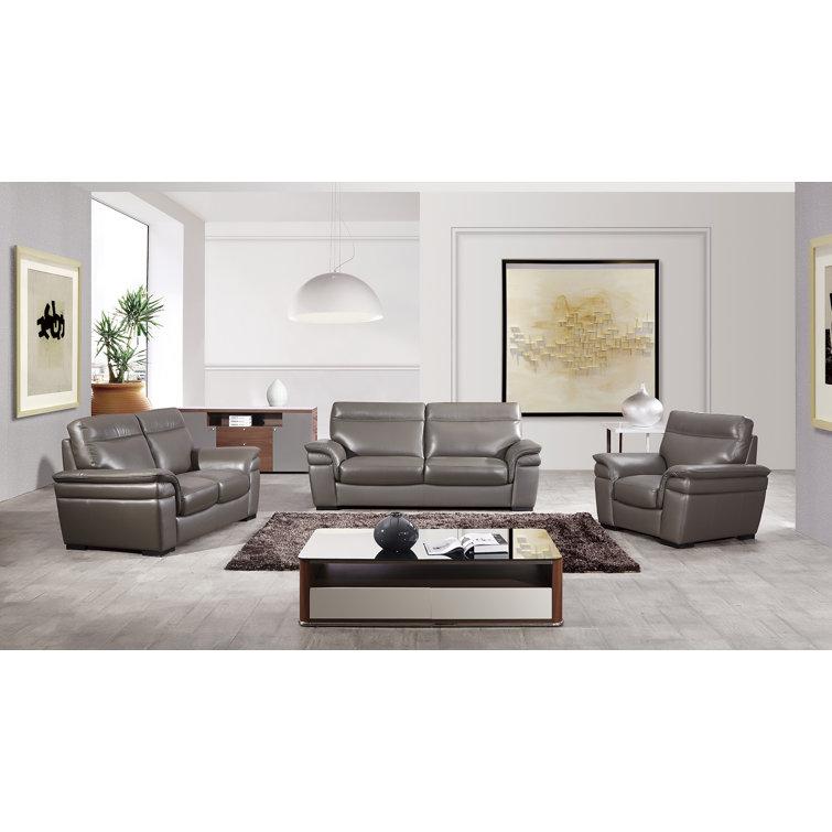 Latitude Run® Ullery 3 Piece Leather Living Room Set Wayfair